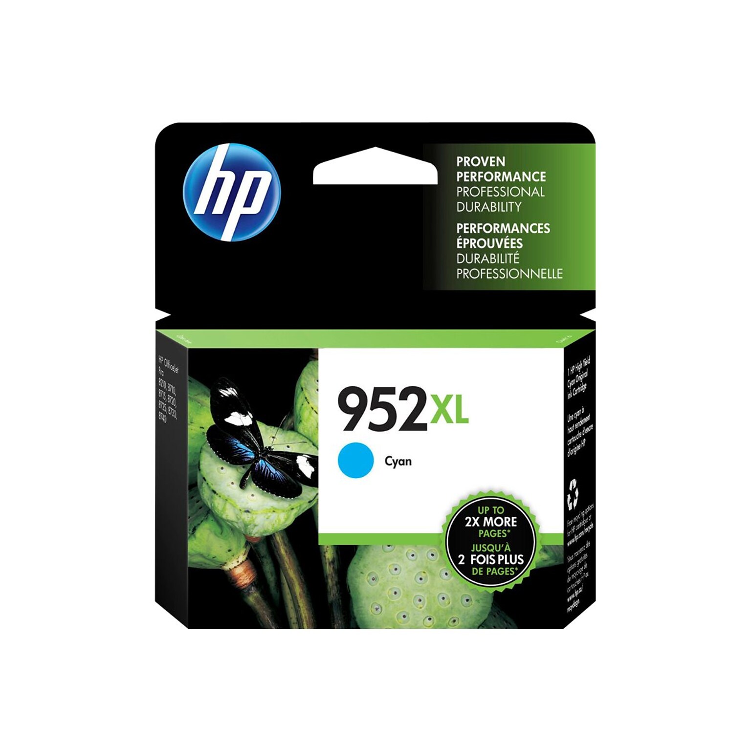 HP 952XL Cyan High Yield Ink Cartridge (L0S61AN#140), print up to 1450 pages