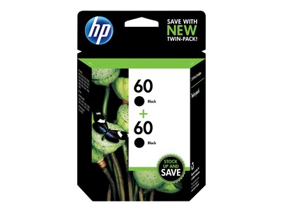 HP 60 Black Standard Yield Ink Cartridge, 2/Pack (CZ071FN#140)