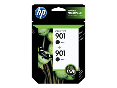 HP 901 Black Standard Yield Ink Cartridge, 2/Pack (CZ075FN#140)