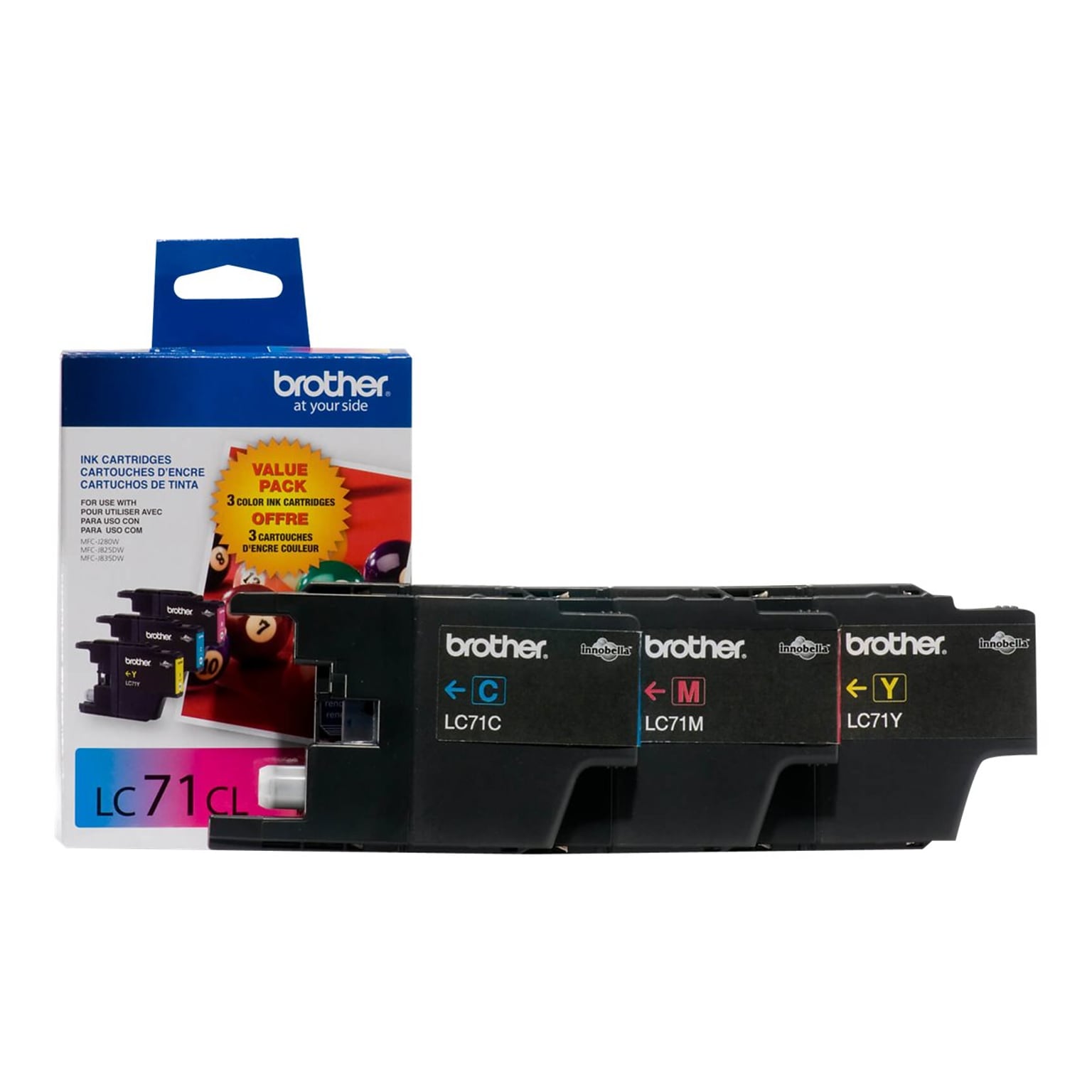 Brother LC713PKS Cyan/Magenta/Yellow Standard Yield Ink Cartridge,   3/Pack