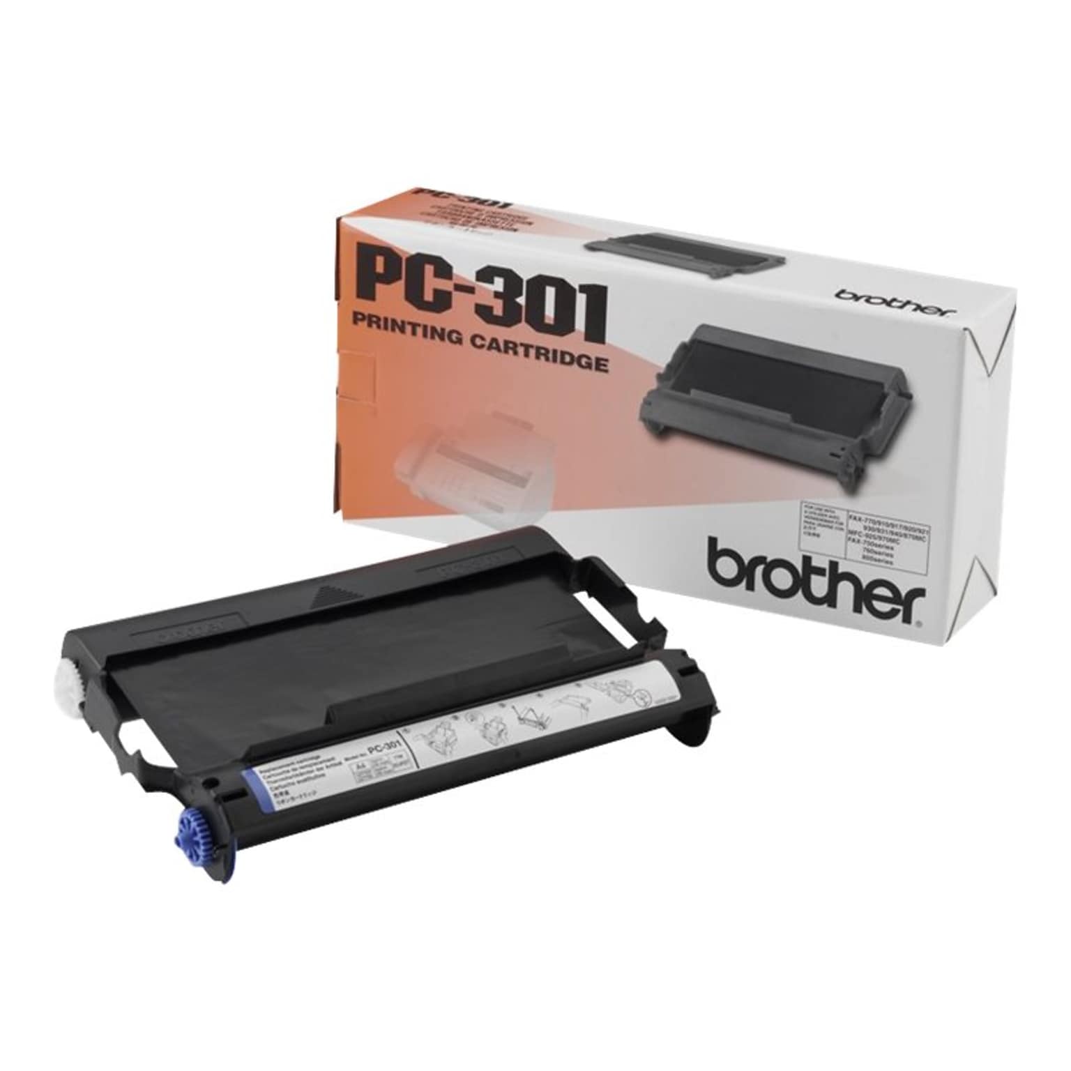 Brother PC-301 Black Standard Yield Fax Cartridge, Prints Up to 250 Pages (BRTPC301)