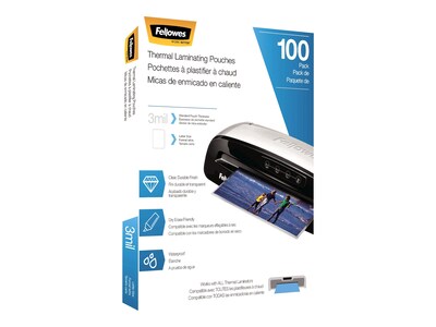 Fellowes Thermal Laminating Pouches, Letter Size, 3 Mil, 100/Pack (5743301)