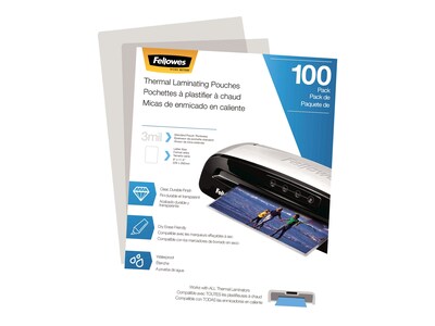 Fellowes Thermal Laminating Pouches, Letter Size, 3 Mil, 100/Pack (5743301)