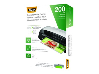 Fellowes Thermal Laminating Pouches, Letter Size, 5 Mil, 200/Pack (5743601)