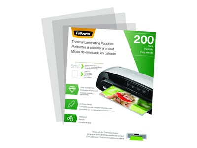 Fellowes Thermal Laminating Pouches, Letter Size, 5 Mil, 200/Pack (5743601)