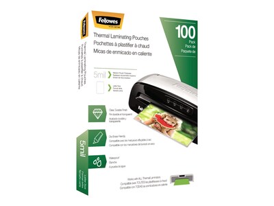 Fellowes Thermal Laminating Pouches, Letter Size, 5 Mil, 100/Pack (5743501)