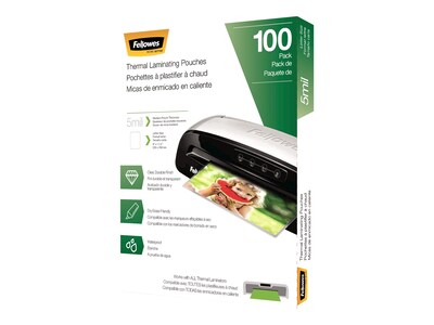 Fellowes Thermal Laminating Pouches, Letter Size, 5 Mil, 100/Pack (5743501)