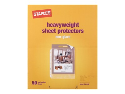 Staples Heavyweight Sheet Protectors, Heavyweight, 8-1/2 x 11, Clear, 50/Box (34749)
