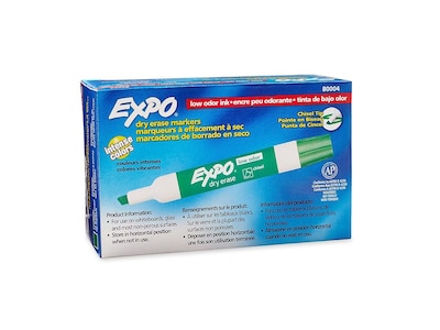 Expo Dry Erase Markers, Chisel Tip, Green, 12/Pack (80004)