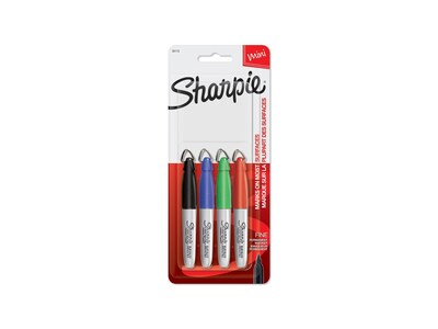 Sharpie Mini Permanent Markers, Fine Tip, Assorted, 4/Pack (35113)