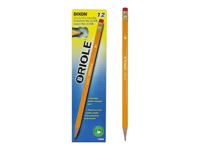 Dixon Oriole Pre-Sharpened Wooden Pencil, 2mm, #2 Soft Lead, Dozen (12886)