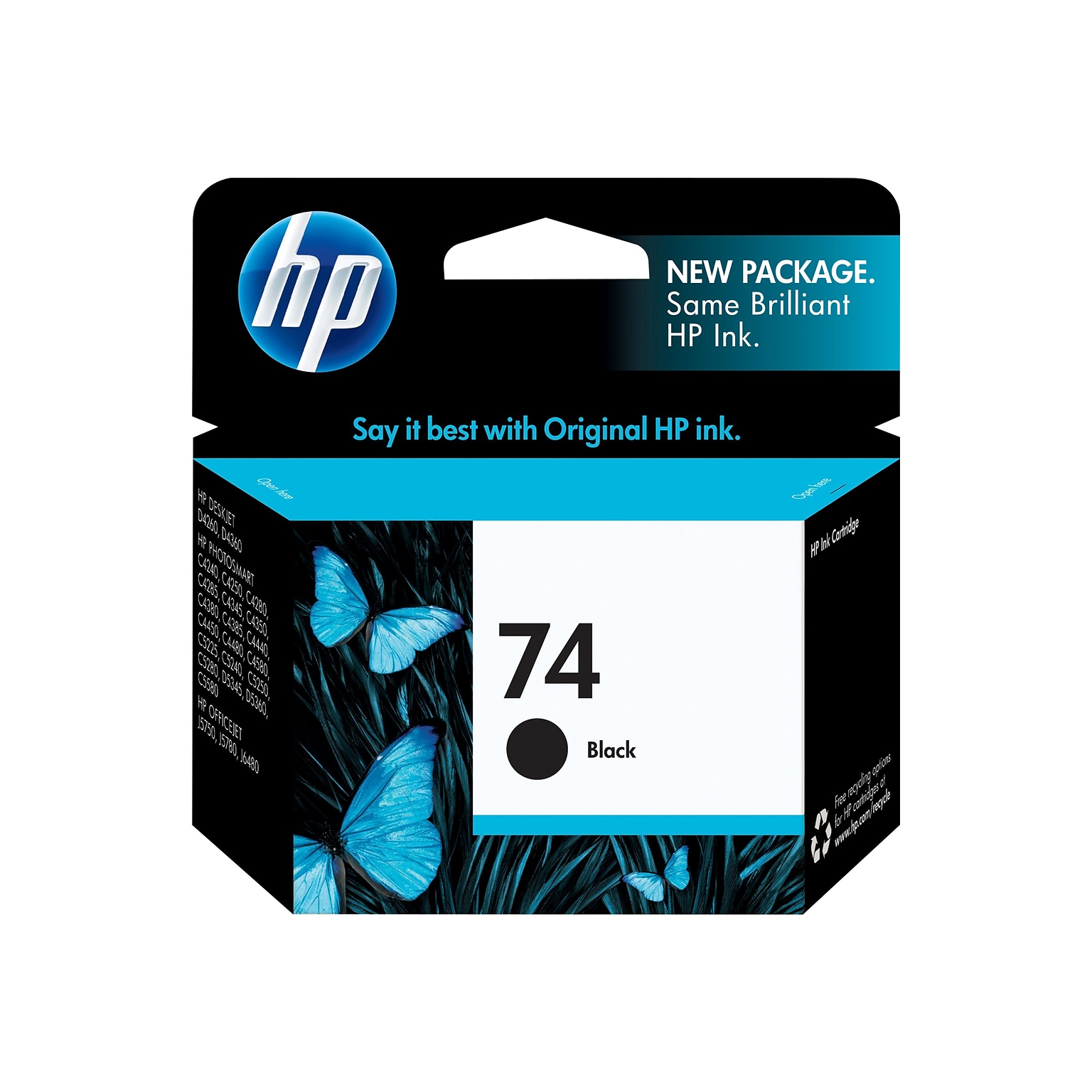 HP 74 Black Standard Yield Ink Cartridge (CB335WN#140)