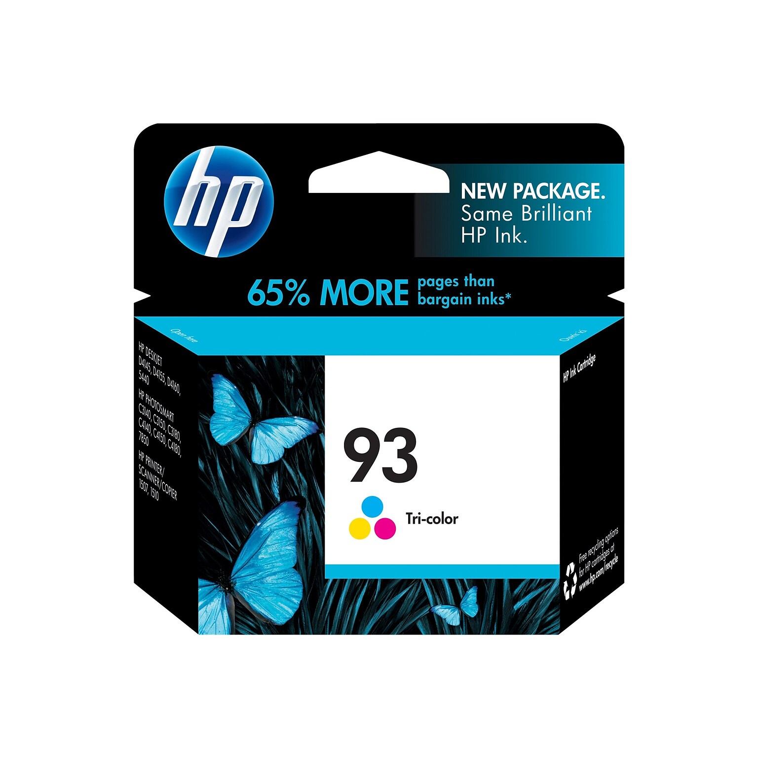 HP 93 Tri-Color Standard Yield Ink Cartridge, Prints Up to 220 Pages (C9361WN#140)