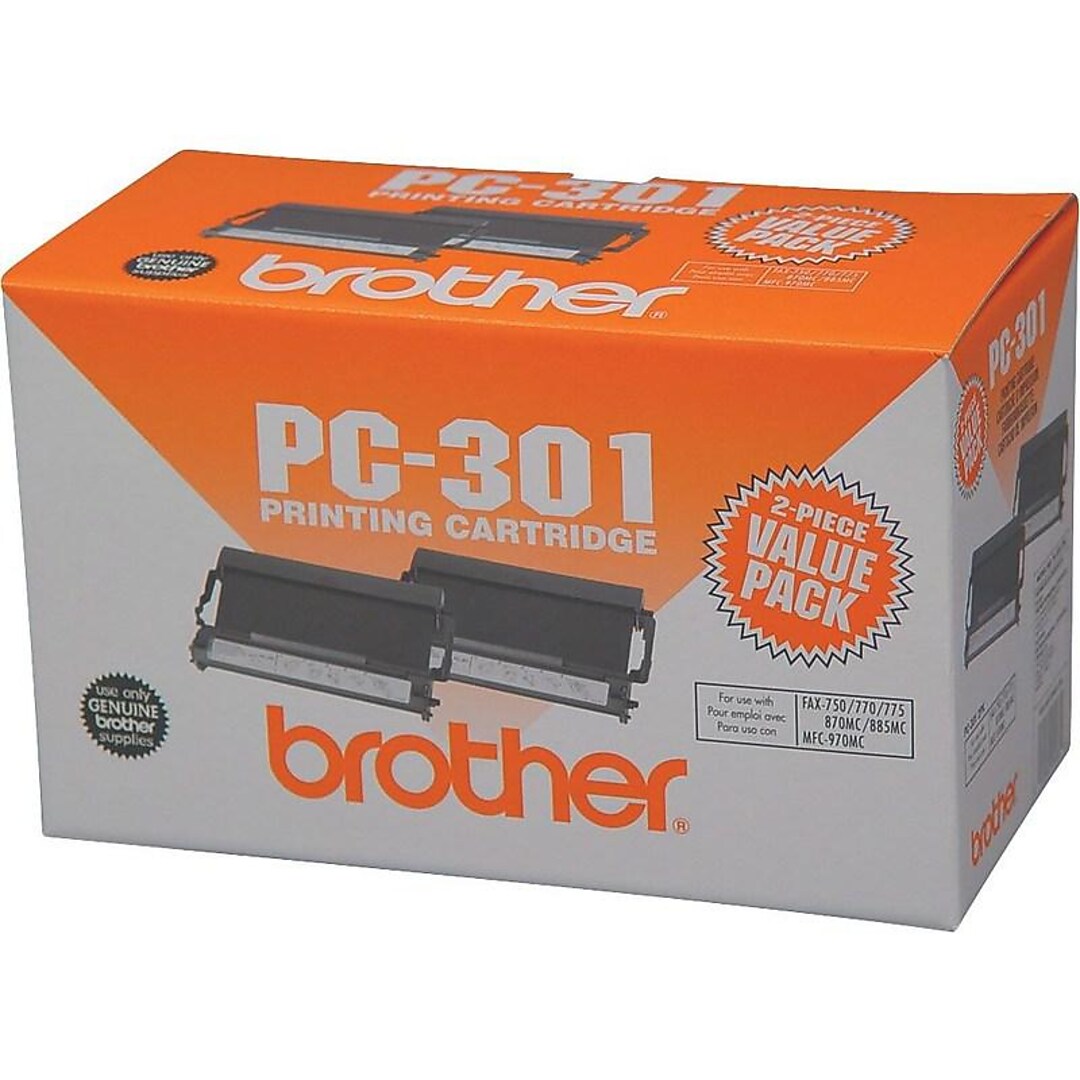 Brother Pc 301 Black Fax Cartridges Standard 2 Pack Pc 3012pk Quill Com