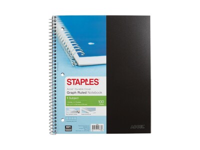 Staples Premium 1-Subject Notebook, 8.5 x 11, Graph Ruled, 100 Sheets, Assorted Colors (25855M)