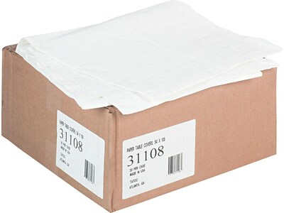 Tatco 108W x 54D Solid Table Covers White 20/Carton (31108)
