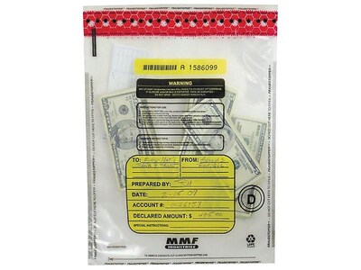 MMF Industries FRAUDSTOPPER Deposit Bags, Clear, 100/Box (2362010N20)