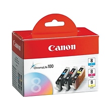 Canon 8 Cyan/Magenta/Yellow Standard Yield Ink Cartridge, 3/Pack (0621B016)