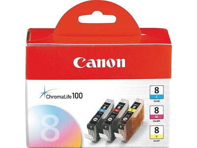 Canon 8 Cyan/Magenta/Yellow Standard Yield Ink Cartridge, 3/Pack (0621B016)