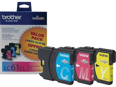 Brother LC613PKS Cyan/Magenta/Yellow Standard Yield Ink Cartridge,  3/Pack