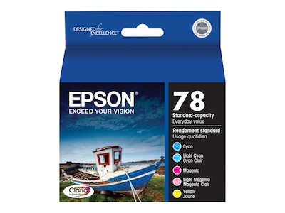 Epson T78 Cyan/Magenta/Yellow/Light Cyan/Light Magenta Standard Yield Ink Cartridge, 5/Pack   (T0789