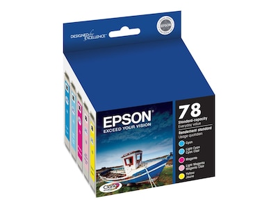 Epson T78 Cyan/Magenta/Yellow/Light Cyan/Light Magenta Standard Yield Ink Cartridge, 5/Pack   (T078920-S)