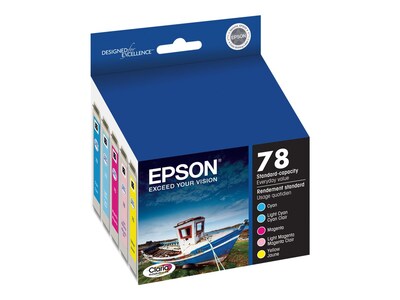 Epson T78 Cyan/Magenta/Yellow/Light Cyan/Light Magenta Standard Yield Ink Cartridge, 5/Pack   (T0789