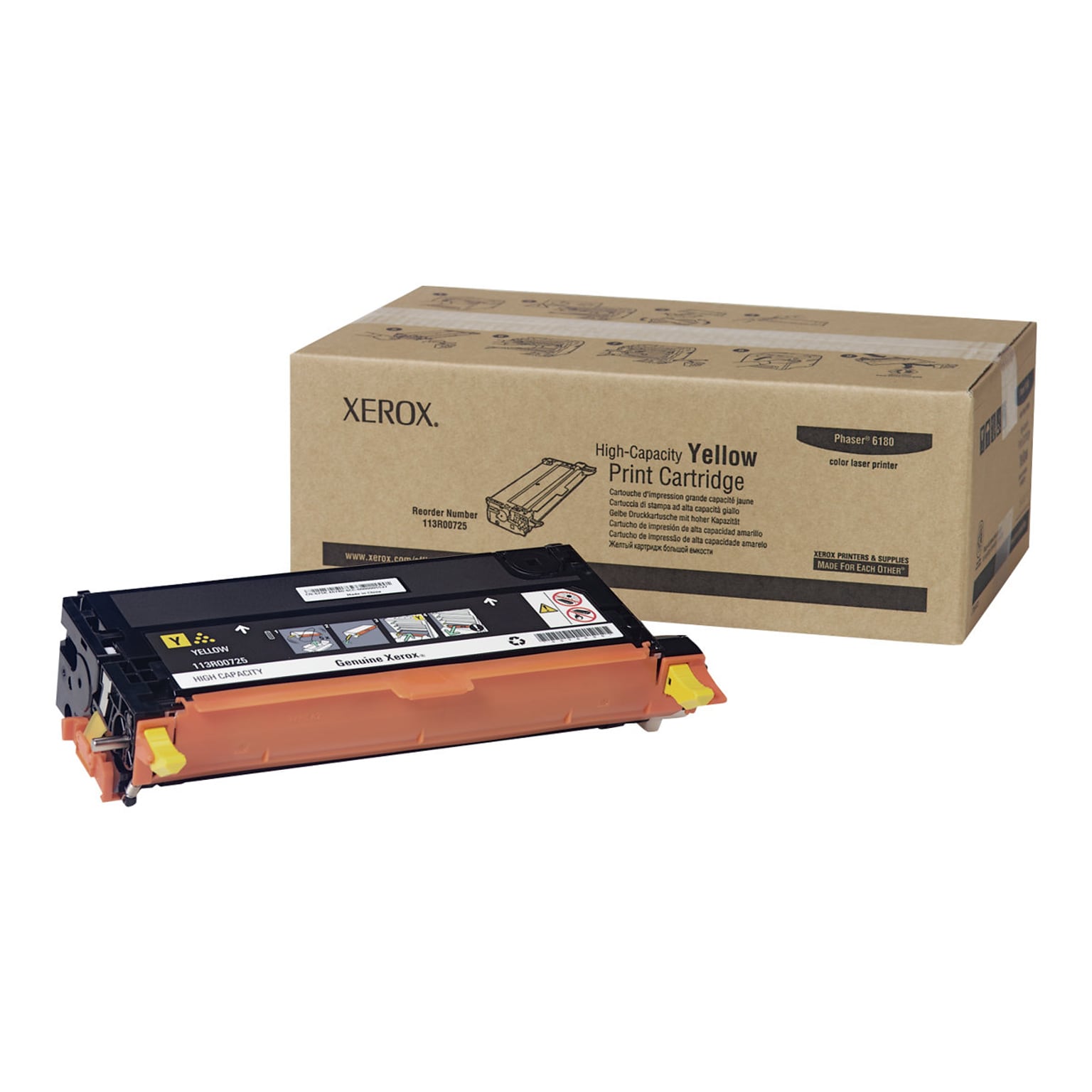 Xerox 113R00725 Yellow High Yield Toner Cartridge, Prints Up to 6,000 Pages