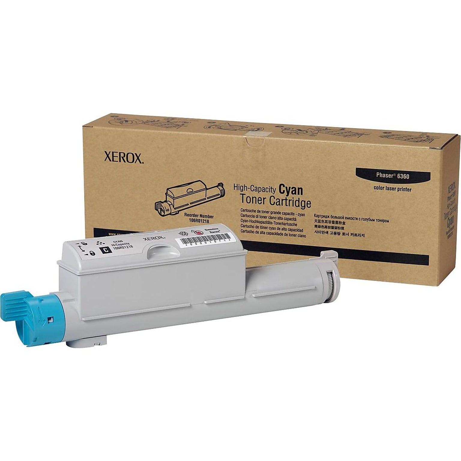 Xerox 106R01218 Cyan High Yield Toner Cartridge, Prints Up to 12,000 Pages