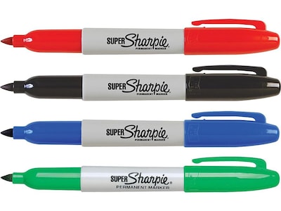 Sharpie Super Permanent Markers, Fine Point, Assorted, 4/Pack (33074)