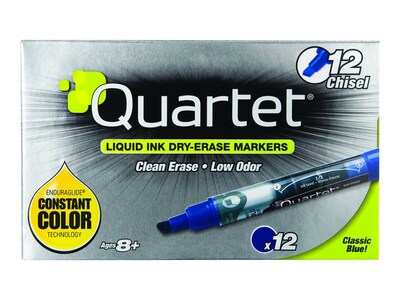 Quartet EnduraGlide Dry Erase Markers, Chisel Tip, Blue, 12/Pack (5001-3M)