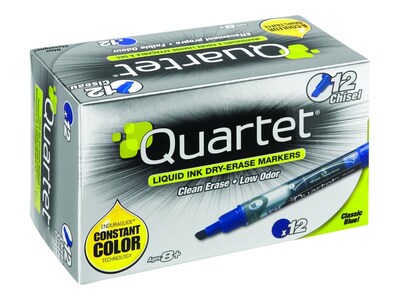 Quartet EnduraGlide Dry Erase Markers, Chisel Tip, Blue, 12/Pack (5001-3M)