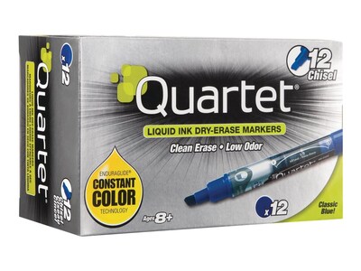 Quartet EnduraGlide Dry Erase Markers, Chisel Tip, Blue, 12/Pack (5001-3M)