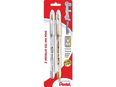 Pentel Sunburst Gel Pens, Medium Point, Assorted Ink, 2/Pack (K908MBP2XZ)