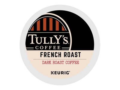 Tullys French Roast Coffee, Keurig® K-Cup® Pods, Dark Roast, 24/Box (192619)