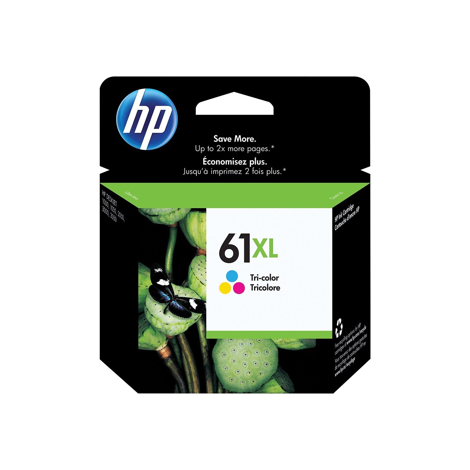 HP 61 Tri-Color High Yield Ink Cartridge (CH564WN#140), print up to 300 pages