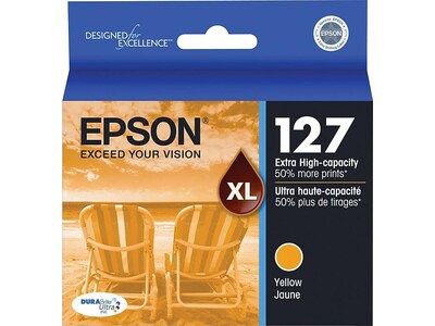 Epson T127XL Black/Cyan/Magenta/Yellow Extra High Yield Ink, 4/Pack
