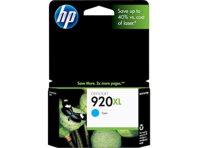 HP 920XL Cyan High Yield Ink Cartridge, Prints Up to 700 Pages (CD972AN#140)