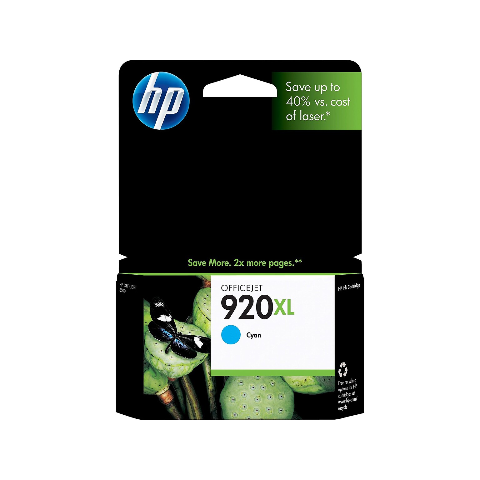 HP 920XL Cyan High Yield Ink Cartridge, Prints Up to 700 Pages (CD972AN#140)