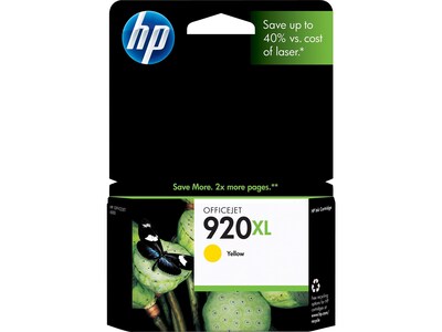 HP 920XL Yellow High Yield Ink Cartridge, Prints Up to 700 Pages (CD974AN#140)