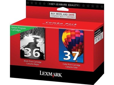 Lexmark 36/37 Black/Tri-Color Standard Yield Ink Cartridge, 2/Pack (18C2229)