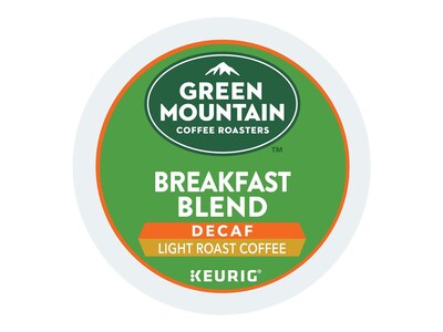 Green Mountain Breakfast Blend Decaf Coffee Keurig® K-Cup® Pods, Light Roast, 96/Carton (7522)