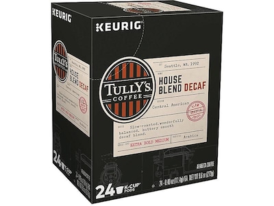 Tullys House Blend Decaf Coffee, Keurig® K-Cup® Pods, Medium Roast, 24/Box (192519)