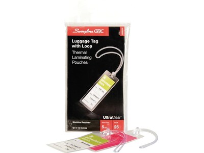 Swingline GBC UltraClear Thermal Laminating Pouches, Luggage Tag, 5 Mil, 25/Pack (GBC3202005)