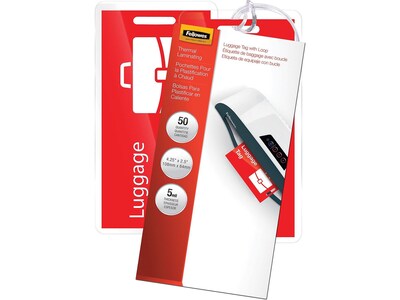 Fellowes Thermal Laminating Pouches, Luggage Tag, 5 Mil, 50/Pack (52034)