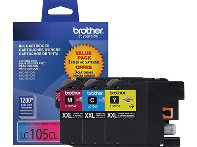 Brother LC1053PKS Cyan/Magenta/Yellow Extra High Yield Ink Cartridge, 3/Pack