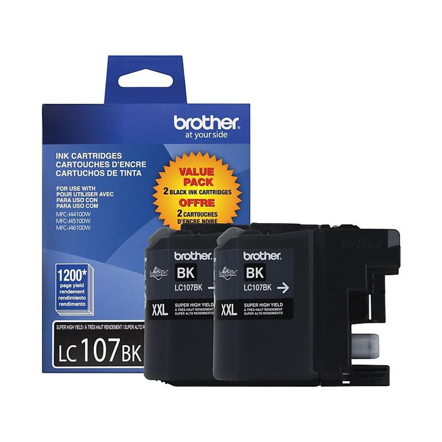 Brother LC1072PKS Black Extra High Yield Ink Cartridge,   2/Pack