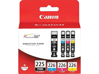 Canon 225/226 Black/Cyan/Magenta/Yellow Standard Ink Cartridge, 4/Pack (4530B008)