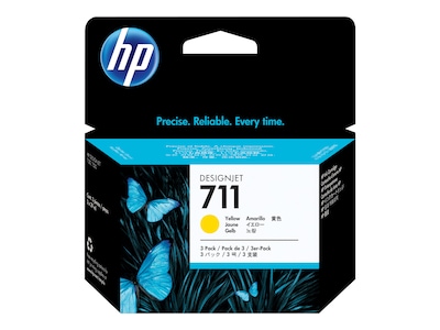 HP 711 Yellow Standard Yield Ink Cartridge, 3/Pack (CZ136A)