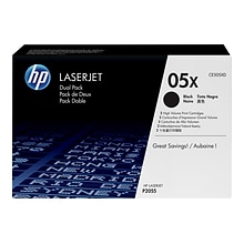 HP 05X Black High Yield Toner Cartridge, 2/Pack (CE505XD), print up to 6500 pages